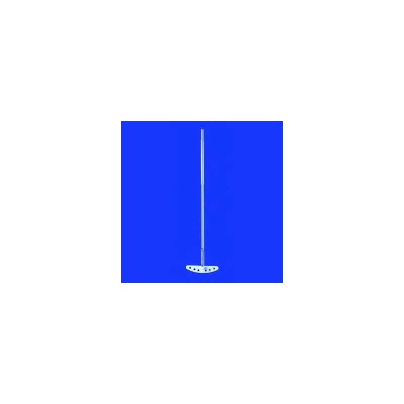 TIGE D'AGITATION EN VERRE DURAN A PALE DEMI LUNE A PERFORATIONS EN PTFE