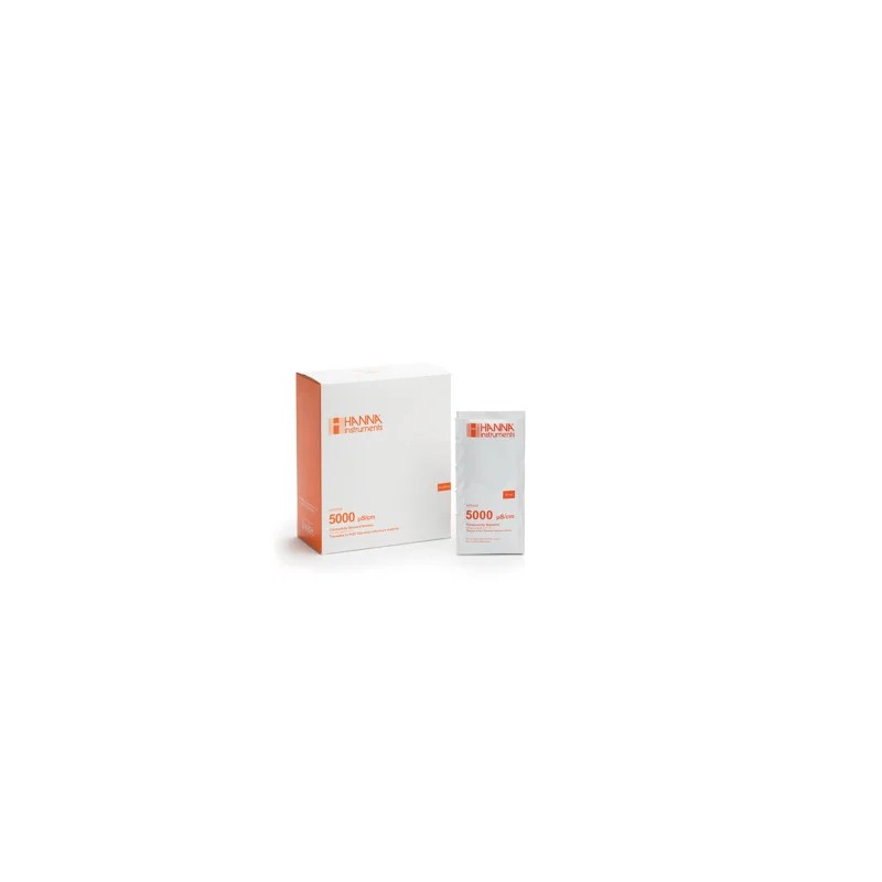 SOLUTION CONDUCTIVITE 5000 uS/CM AVEC CERTIFICAT D'ANALYSE, PAR 25 SACHETS DE 20 ML HANNA