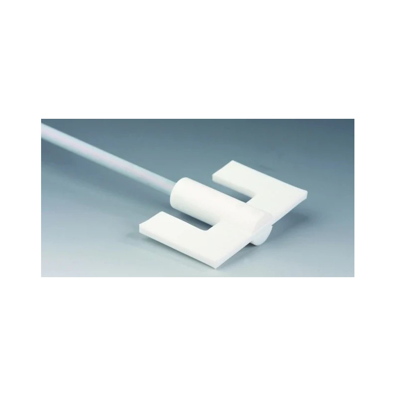 TIGE D'AGITATION EN INOX REVETEMENT PTFE 16 x 800 mm, A PALE FORME ANCRE EN PTFE DIAMETRE 150 mm