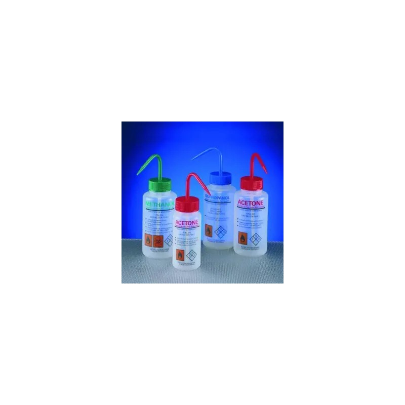 PISSETTE COL LARGE LDPE 1000 ML, BOUCHON ROUGE AVEC SYSTEME ANTI-GOUTTE - PAQUET DE 5