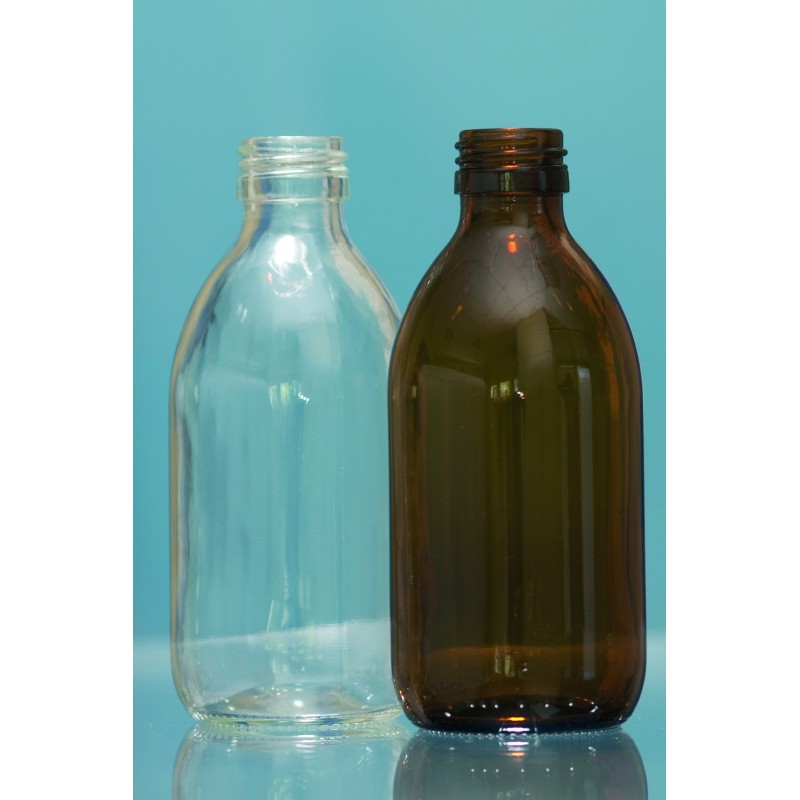FLACON SIROP EN VERRE TRANSPARENT AVEC BAGUE PILFERPROOF PP 28 MM CAPACITE 60 ML PAR 127