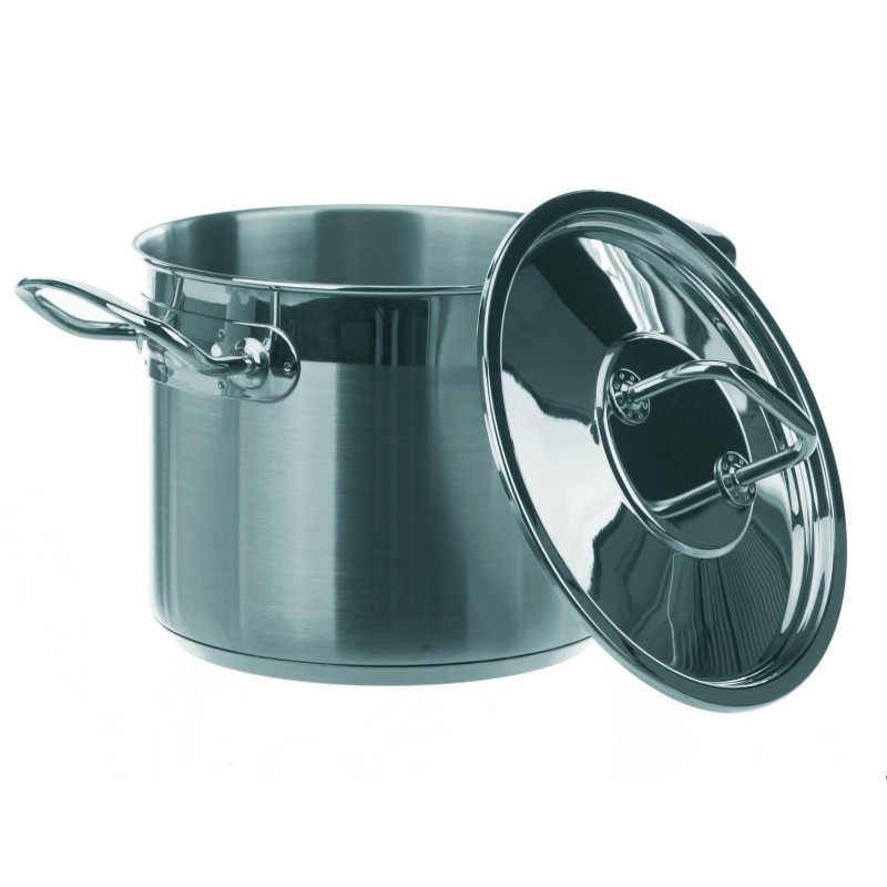 RECIPIENT EN INOX AVEC POIGNEES ET COUVERCLE, 12 L