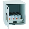 AMOIRE DE SECURITE POUR ACIDES ET BASES SOUS-PAILLASSE ASECOS SL-CLASSIC-UB, 1 PORTE, MODELE SL.060.059.UB.T, COLORIS GRIS CLAIR, EQUIPEE AVEC 2 ETAGERES COULISSANTES MELAMINE/PP 