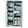 ARMOIRE DE SECURITE MULTIRISQUES HAUTE ASECOS K-PHOENIX-90, 3 PORTES, MODELE K90.196.120.MF.FWAS, COLORIS GRIS CLAIR, EQUIPEE AVEC 3 ETAGERES, 1 CAILLEBOTIS ET 1 BAC DE RETENTION ACIER + 4 ETAGERERS COULISSANTES