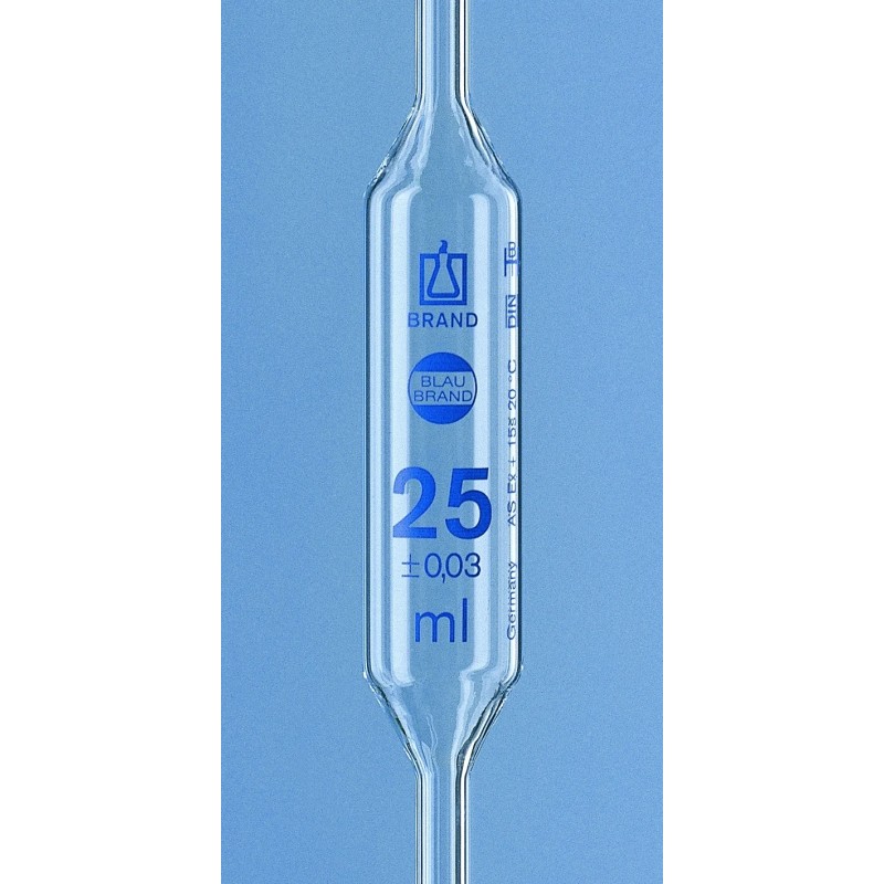 PIPETTE JAUGEE EN VERRE CLASSE AS BLAUBRAND® 2 TRAITS BLEUS 15 ml