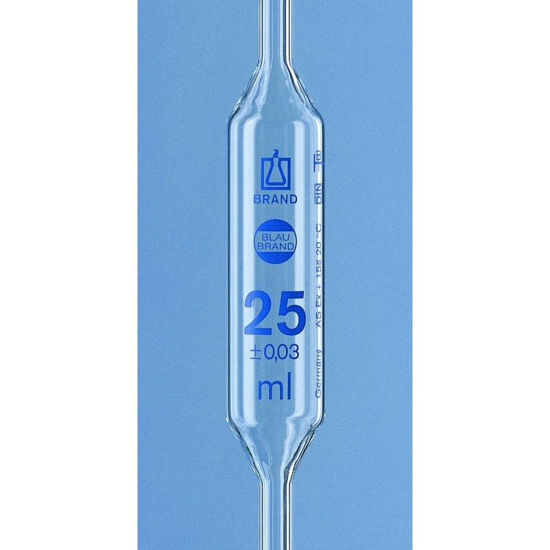 PIPETTE JAUGEE EN VERRE CLASSE AS BLAUBRAND® 1 TRAIT BLEU 4 ml PAR 6