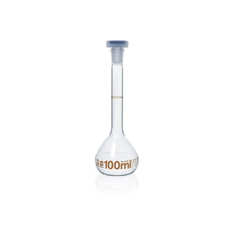 FIOLE JAUGEE BLAUBRAND® ETERNA A COL RODE, CLASSE A, AVEC BOUCHON EN POLYPROPYLENE