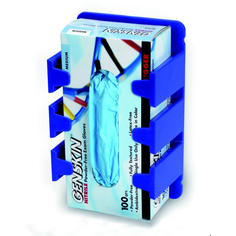 SUPPORT MURAL EN PS ANTIMICROBIEN, COLORIS BLEU, POUR BOITE DE GANTS, PAR 3
