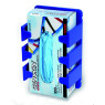 SUPPORT MURAL EN PS ANTIMICROBIEN, COLORIS BLEU, POUR BOITE DE GANTS, PAR 3