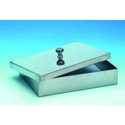 BOITE EN INOX AVEC COUVERCLE A BOUTON 500 x 300 x 100 mm