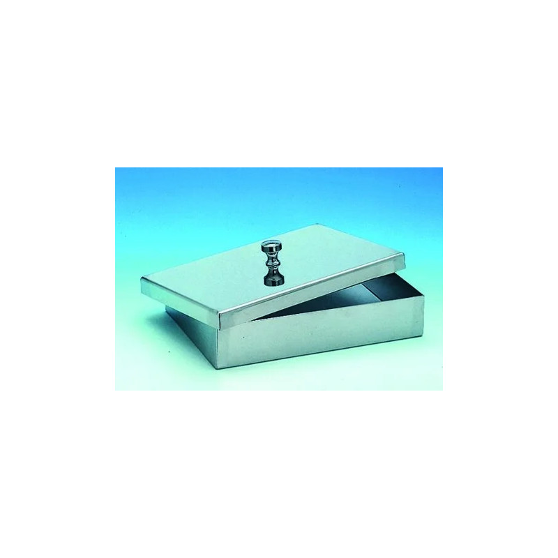 BOITE EN INOX AVEC COUVERCLE A BOUTON 500 x 300 x 100 mm
