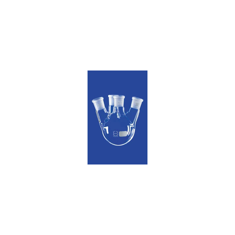 BALLON EN VERRE DURAN FOND ROND 4 COLS RODES RODAGE CENTRAL 29/32, LATERAUX INCLINES 15° 29/32
