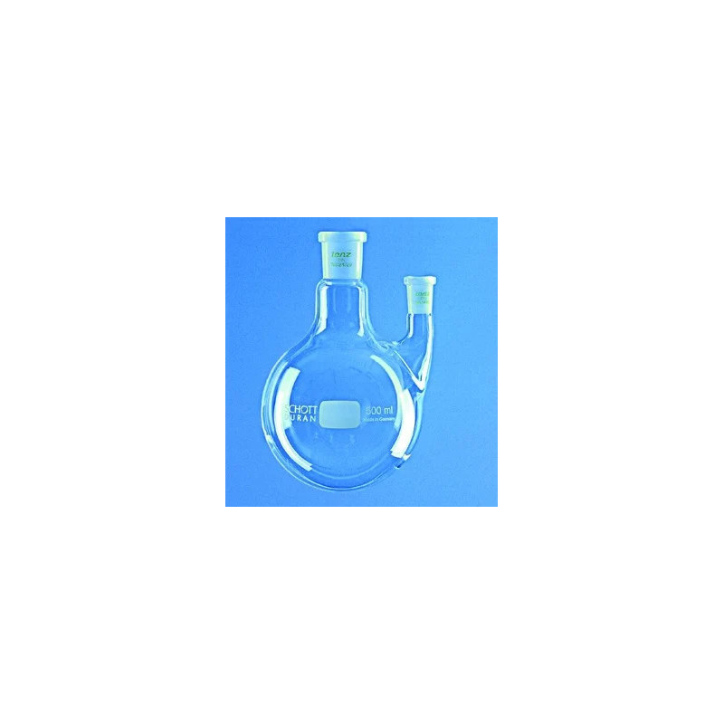 BALLON EN VERRE DURAN FOND ROND BICOL RODE RODAGE CENTRAL 29/32, LATERAL VERTICAL 14/23
