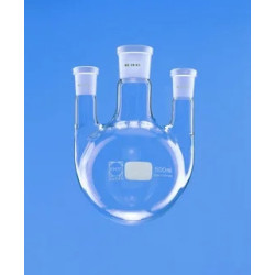 BALLON EN VERRE DURAN FOND ROND TRICOL RODE RODAGE CENTRAL 29/32, LATERAUX VERTICAUX 29/32