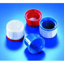 BOUCHON A VIS EN POLYPROPYLENE ROUGE GL32 AVEC BAGUE D'INVIOLABILITE ET JOINT EN POLYETHYLENE
