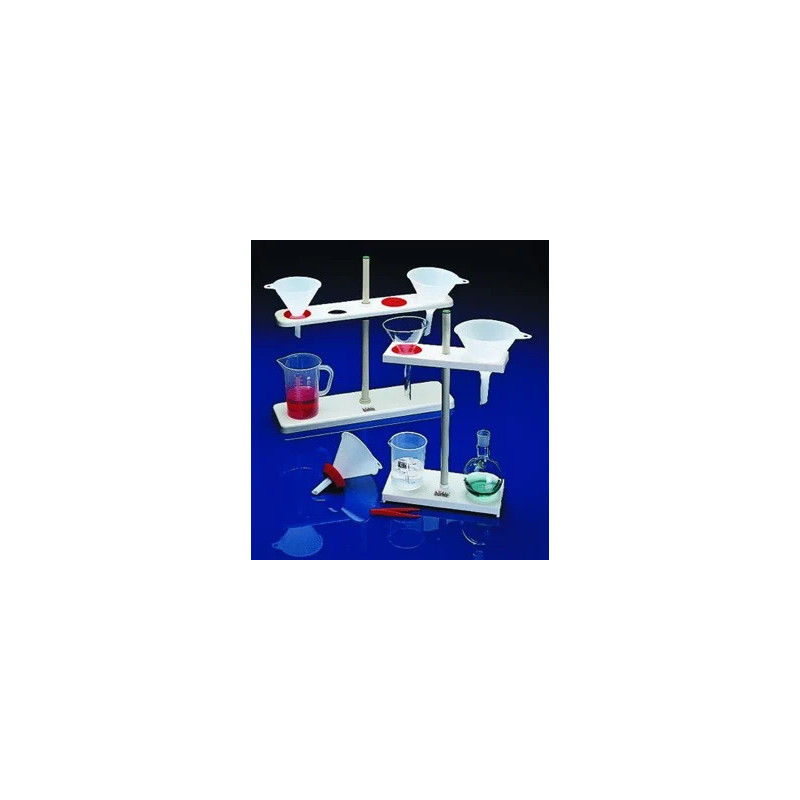 SUPPORT EN POLYPROPYLENE BLANC AVEC STATIF POUR ENTONNOIRS DIAMETRE 40 - 160 mm