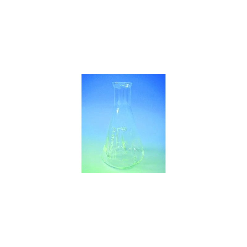 FIOLE ERLENMEYER DE CULTURE EN VERRE BOROSILICATE COL EVASE, AVEC DEFLECTEURS