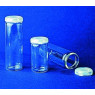 FLACON PILULIER EN VERRE SODOCALCIQUE, AVEC COUVERCLE COIFFANT A CLIPSER EN POLYETHYLENE PAR 200