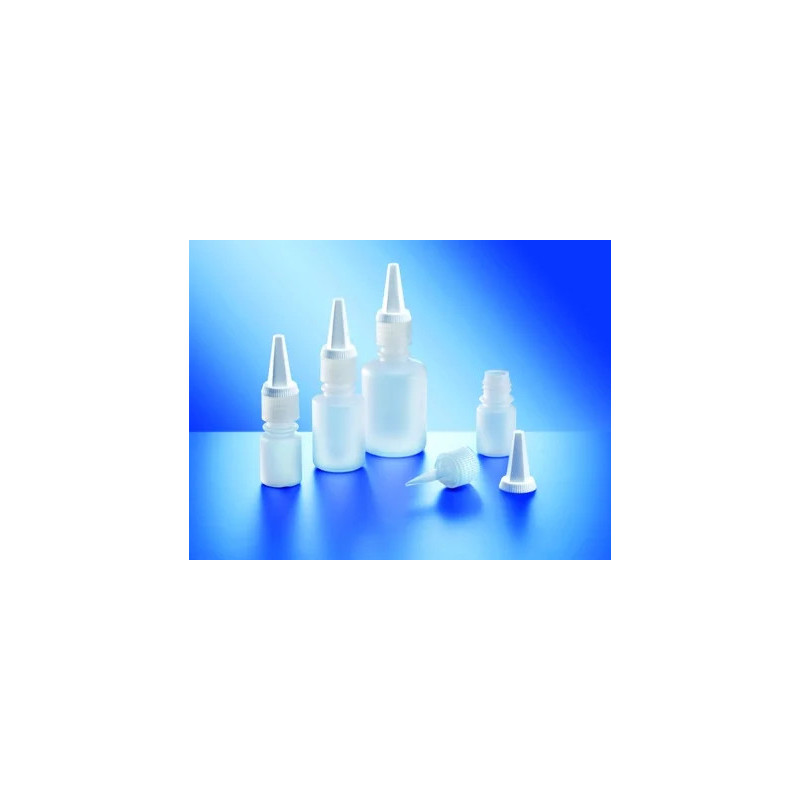 FLACON COMPTE-GOUTTES EN POLYETHYLENE BASSE DENSITE, COL A VIS SANS BOUCHON