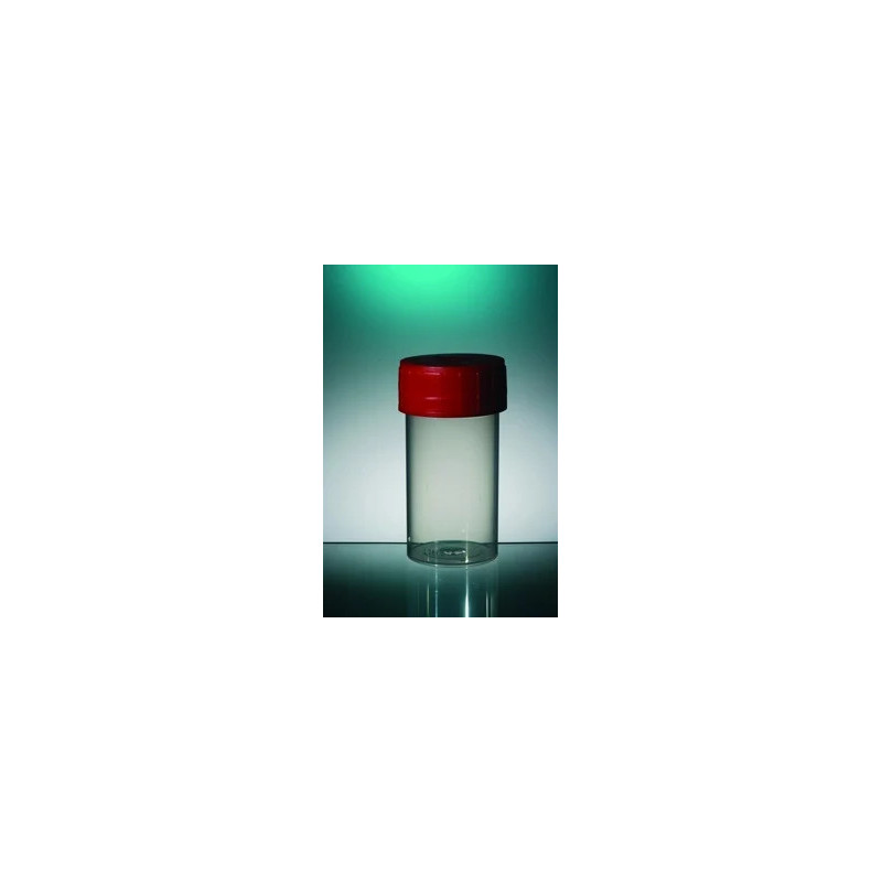 POT EN POLYPROPYLENE, COL A VIS OUVERTURE TOTALE, ASEPTIQUE AVEC BOUCHON ROUGE
