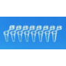 BARRETTE DE 8 MICROTUBES PCR BRAND INCOLORES AVEC CAPUCHONS PLATS ATTACHES, SACHET DE 120 BARRETTES
