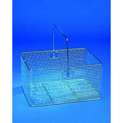 PANIER EN FIL ACIER INOX 300 x 400 x 200 mm AVEC POIGNEE