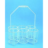 PANIER PORTE-FLACONS EN FIL METALLIQUE REVETU POLYETHYLENE BLANC A 4 EMPLACEMENTS 130 x 110 mm