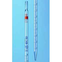 PIPETTE GRADUEE EN VERRE BLAUBRAND CLASSE AS GRADUATIONS BLEUES ECOULEMENT TOTAL ZERO EN BAS, AVEC R