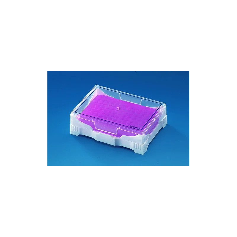 PORTOIR EN POLYPROPYLENE AVEC GEL POUR CONSERVER MICROTUBES ET PLAQUES A 4°C, MINI COOLER PCR PAR 2