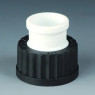 RACCORD EN PTFE RODAGE FEMELLE, BOUCHON A VIS EN PPS NOIR GL45