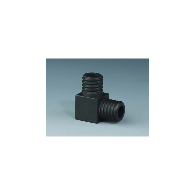 RACCORD A VIS COUDE 90° EN PTFE-EX NOIR ANTISTATIQUE POUR TUYAU