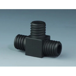 RACCORD A VIS 3 VOIES FORME T EN PTFE-EX NOIR ANTISTATIQUE POUR TUYAU