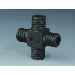 RACCORD A VIS 4 VOIES FORME CROIX EN PTFE-EX NOIR ANTISTATIQUE POUR TUYAU
