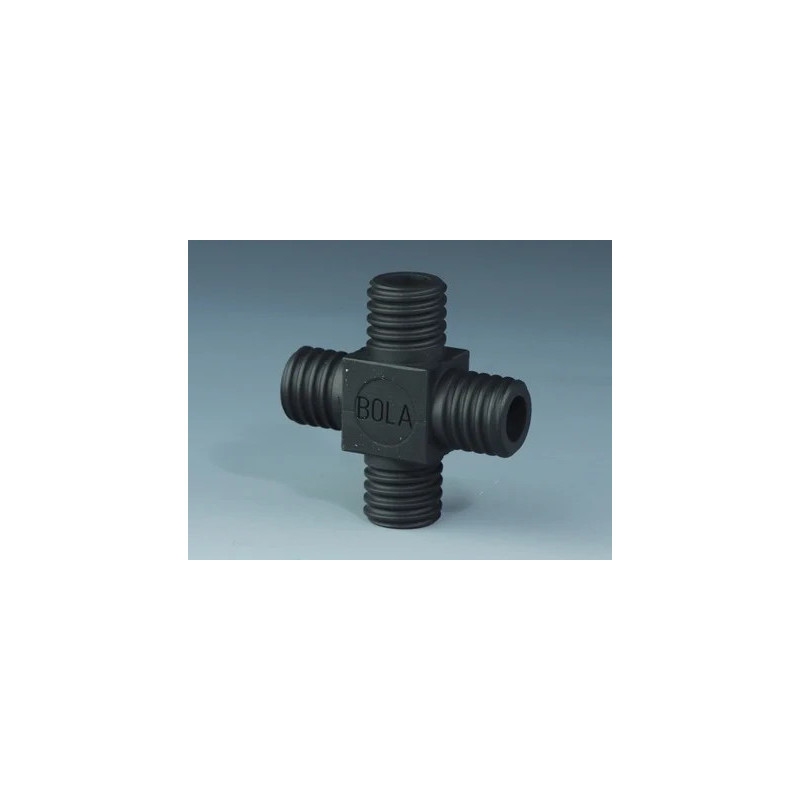 RACCORD A VIS 4 VOIES FORME CROIX EN PTFE-EX NOIR ANTISTATIQUE POUR TUYAU