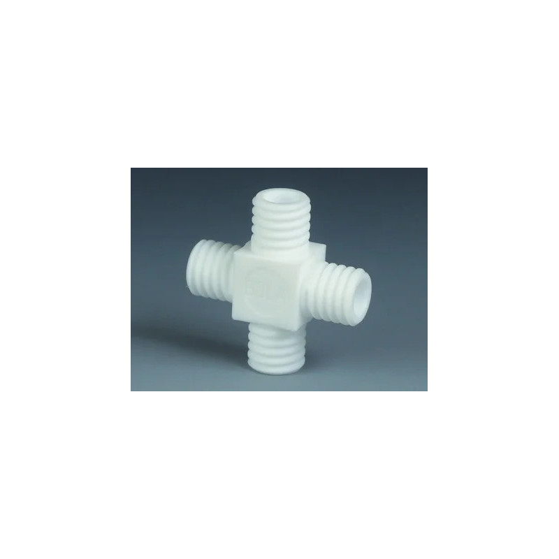 RACCORD A VIS 4 VOIES FORME CROIX EN PTFE POUR TUYAU