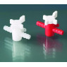 ROBINET EN POLYETHYLENE/POLYPROPYLENE 2 VOIES DROIT LABOPLAST, EMBOUT CANNELE POUR TUYAU