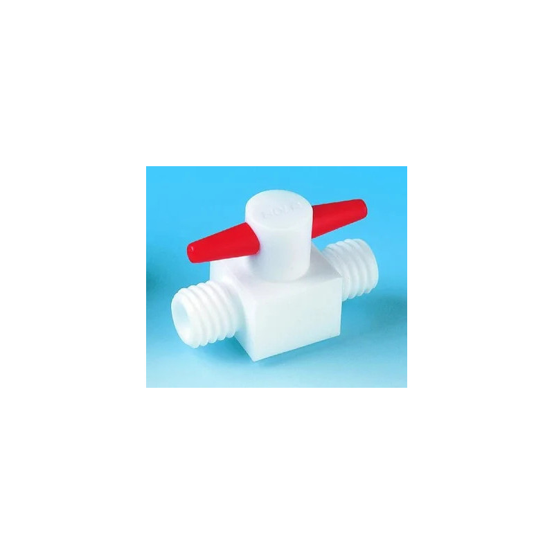 ROBINET EN PTFE 2 VOIES DROIT, RACCORD A VIS