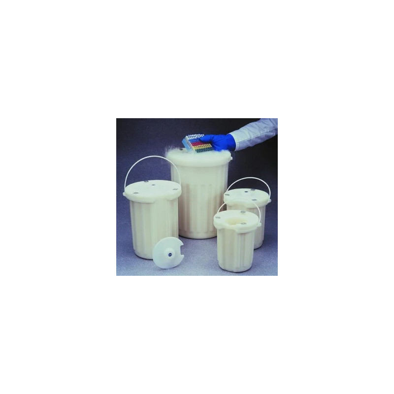 VASE DEWAR FORME CYLINDRIQUE EN POLYETHYLENE AVEC COUVERCLE ET POIGNEE