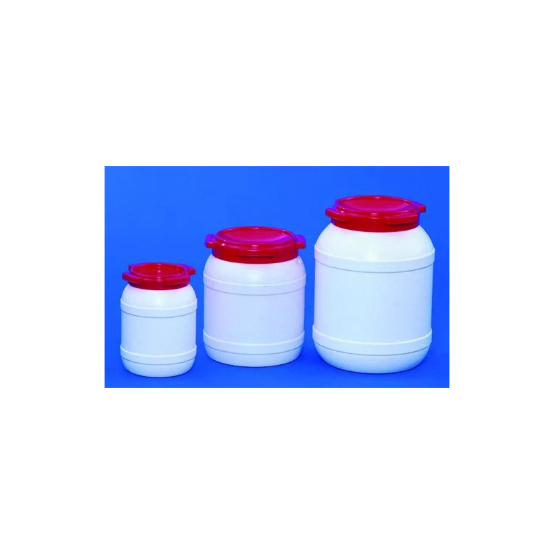 BARIL EN POLYETHYLENE HAUTE DENSITE A COL LARGE, HOMOLOGUE UN, AVEC COUVERCLE