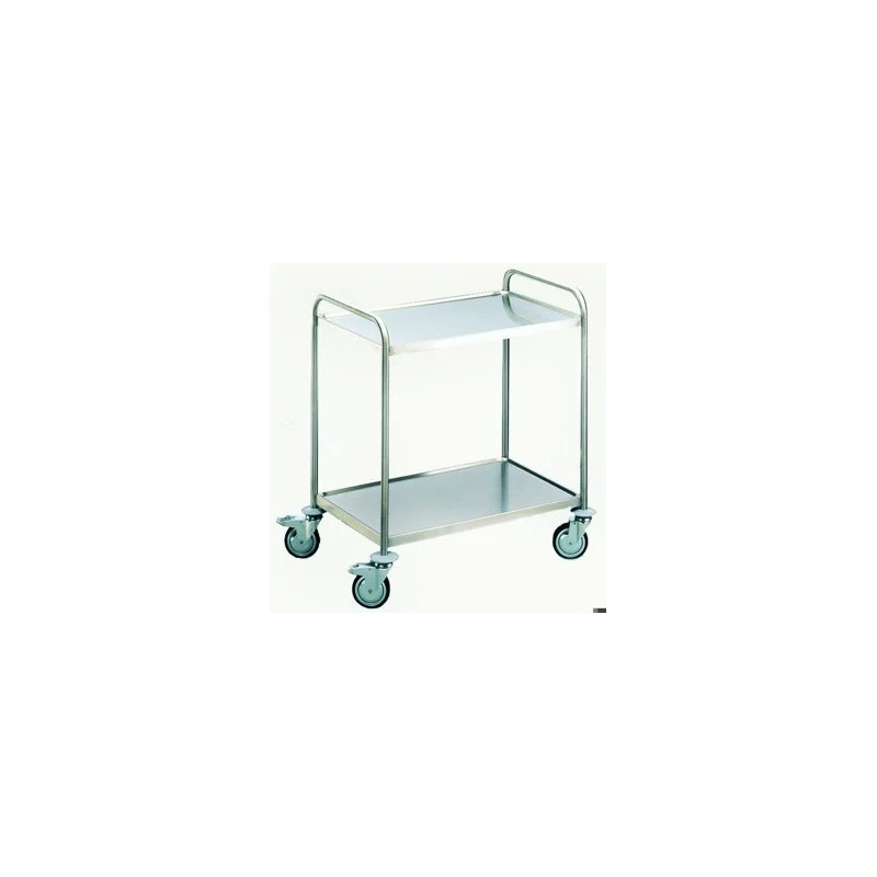 CHARIOT DE LABORATOIRE EN INOX, A PLATEAUX 900 x 600 mm, HAUTEUR 950 mm SANS GALERIE