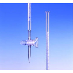 BURETTE EN VERRE BOROSILICATE HIRSCHMANN CLASSE AS SCHELLBACH, AVEC ROBINET DROIT CLE VERRE