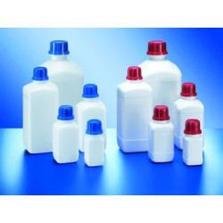 FLACON CARRE EN POLYETHYLENE HAUTE DENSITE COLORIS NATUREL, A COL ETROIT SANS BOUCHON, 1000 ml