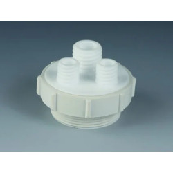 BOUCHON DE TRANSFERT EN PTFE AVEC FILETAGE MALE R2 ET 3 RACCORDS (2 X GL18 ET 1 X GL25)