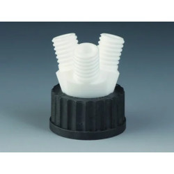 BOUCHON A VIS GL45 EN PPS AVEC 3 RACCORDS A VIS GL18 EN PTFE