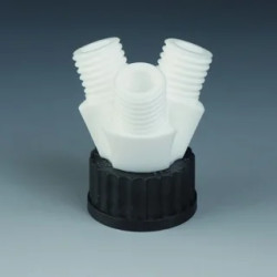 BOUCHON A VIS GL45 EN PPS AVEC 3 RACCORDS A VIS GL25 EN PTFE