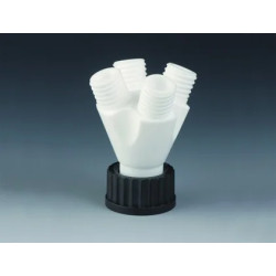 BOUCHON A VIS GL45 EN PPS AVEC 4 RACCORDS A VIS GL25 EN PTFE
