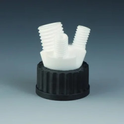 BOUCHON A VIS GL45 EN PPS AVEC 3 RACCORDS A VIS ( 2 X GL14 ET 1 X GL25) EN PTFE