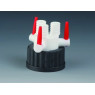 BOUCHON A VIS GL45 EN PPS AVEC 2 RACCORDS A VIS GL14 EN PTFE ET ROBINETS