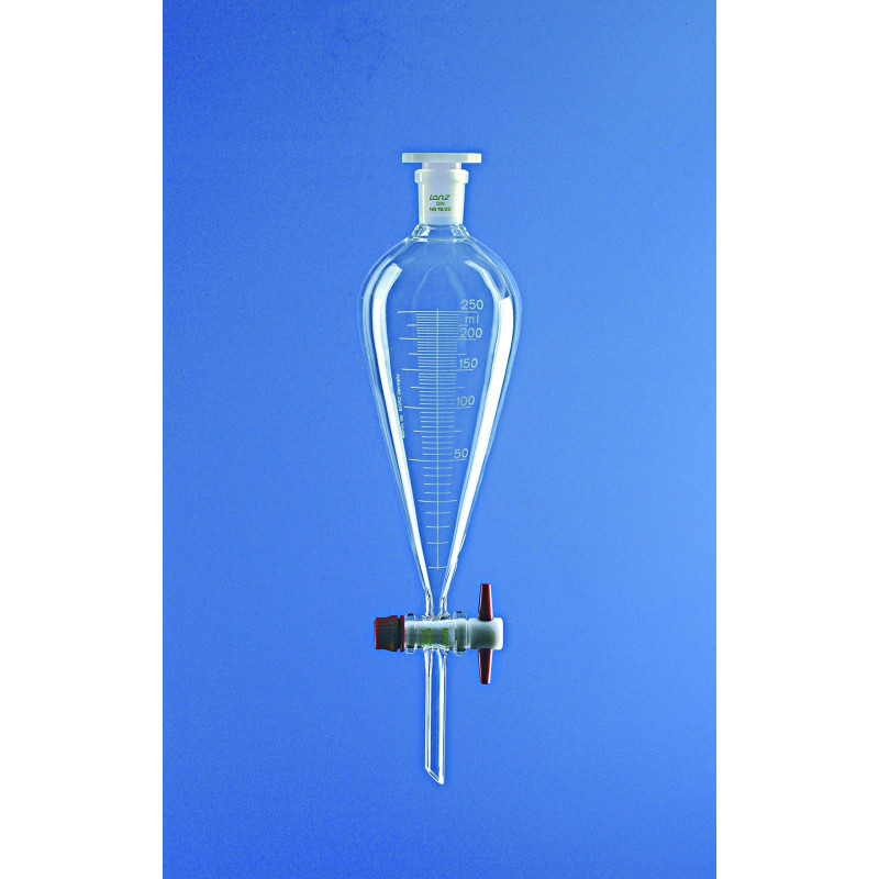 AMPOULE A DECANTER SELON SQUIBB EN VERRE BOROSILICATE CLE PTFE AVEC GRADUATIONS