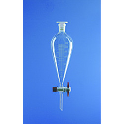 AMPOULE A DECANTER SELON SQUIBB EN VERRE BOROSILICATE CLE PTFE AVEC GRADUATIONS, 100 ml